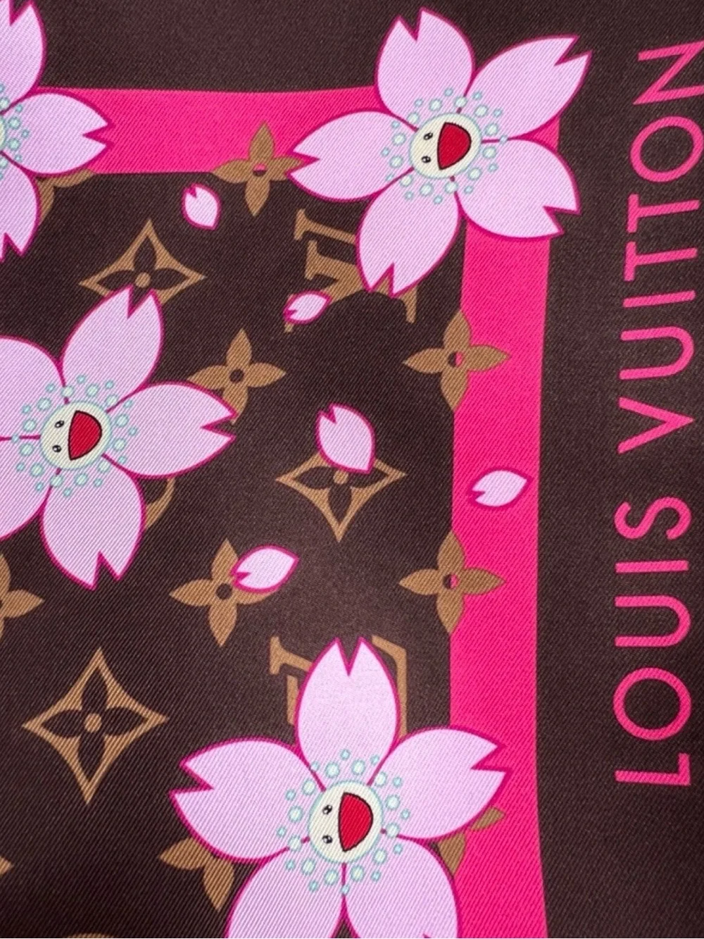 Louis Vuitton × Takashi Murakami Cherry Blossom Handkerchief Scarf Sakura NO BOX